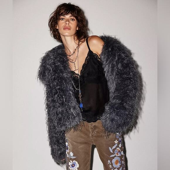 Free People Jackets & Blazers - Free People Moonlight Faux Fur Jacket Steel